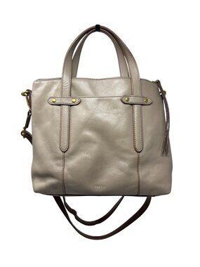 Fossil Felicity Leather Tote Bag With Detachable Strap & Brass Hardware